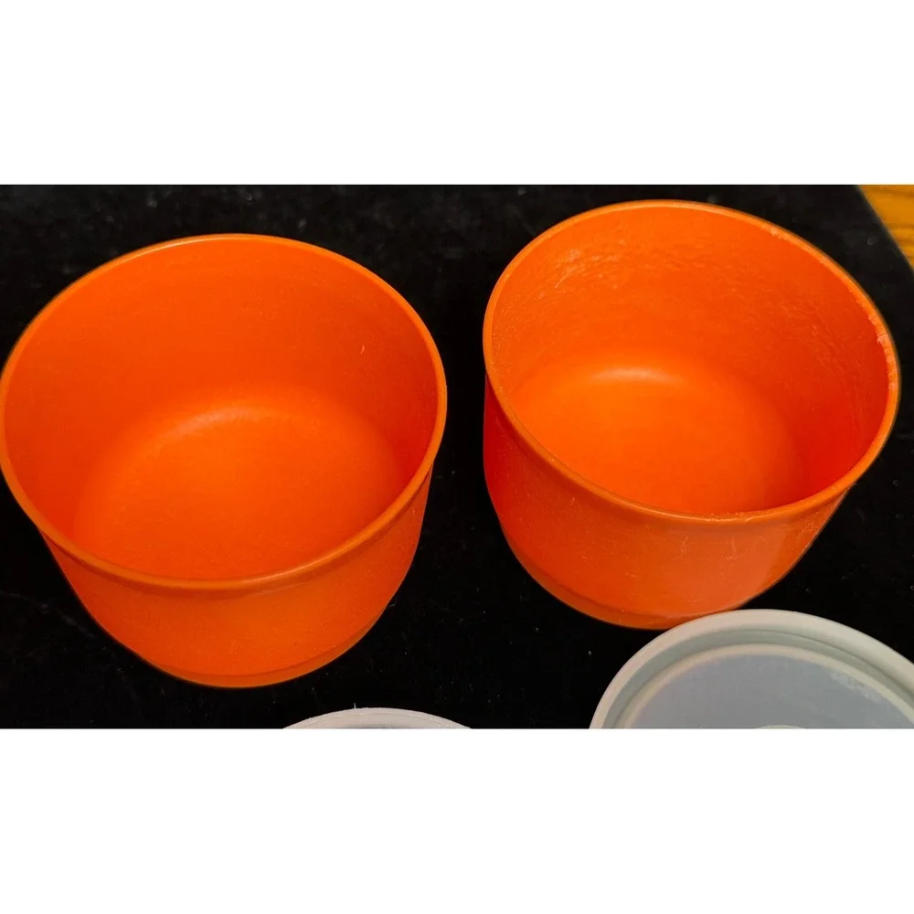 Vintage Tupperware: Orange Midgets 2oz Containers with Lids, Set of 4, 1229 297